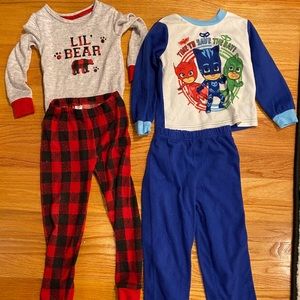 pair of warm boys pajamas - pj masks